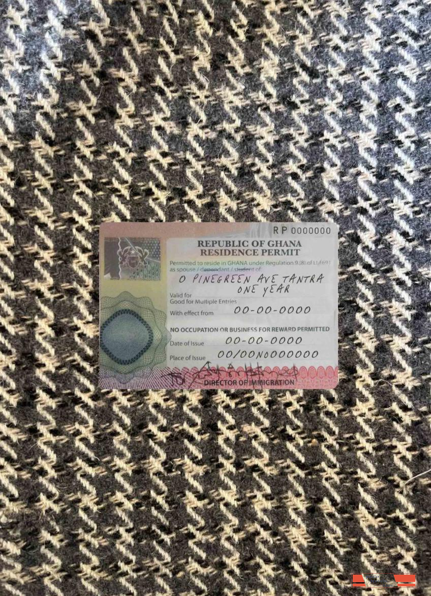 Ghana residence permit photolook PSD template